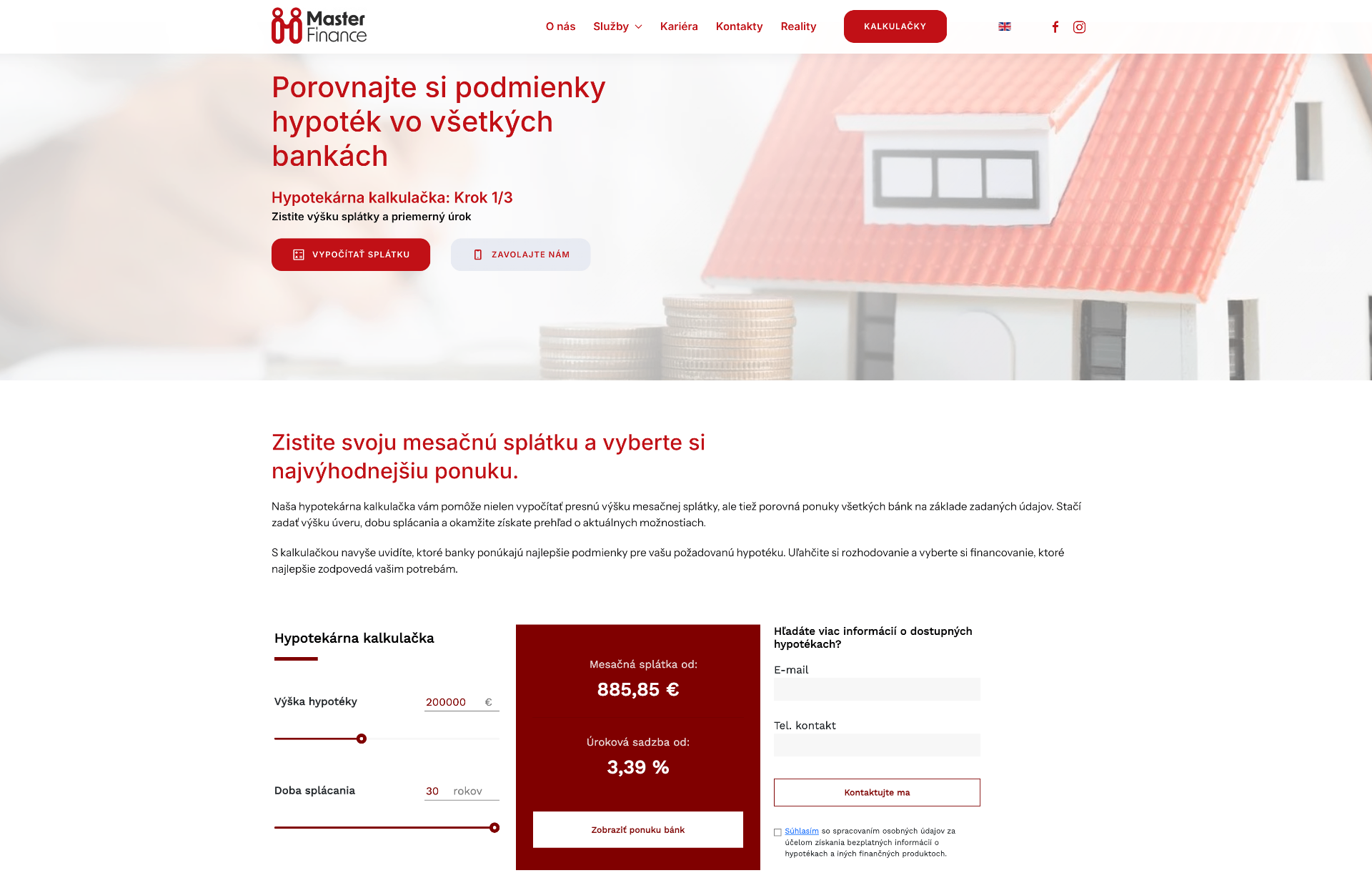 Web — hypotekárna kalkulačka